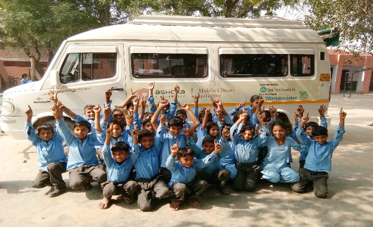 “Mobile Library visiting Jhundpur Village School ” by Dr Rangashri Kishore is licensed under CC BY 4.0